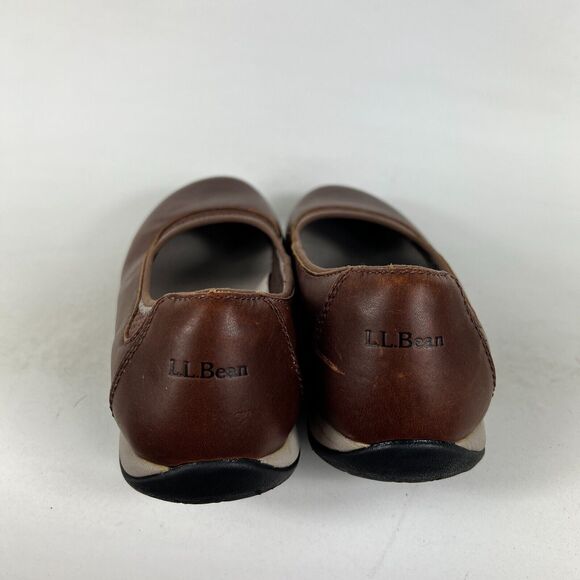 L.L. Bean Ballet Flats Shoes Women's 8.5 Brown Leather Round Toe Slip On Casual - Picture 6 of 9